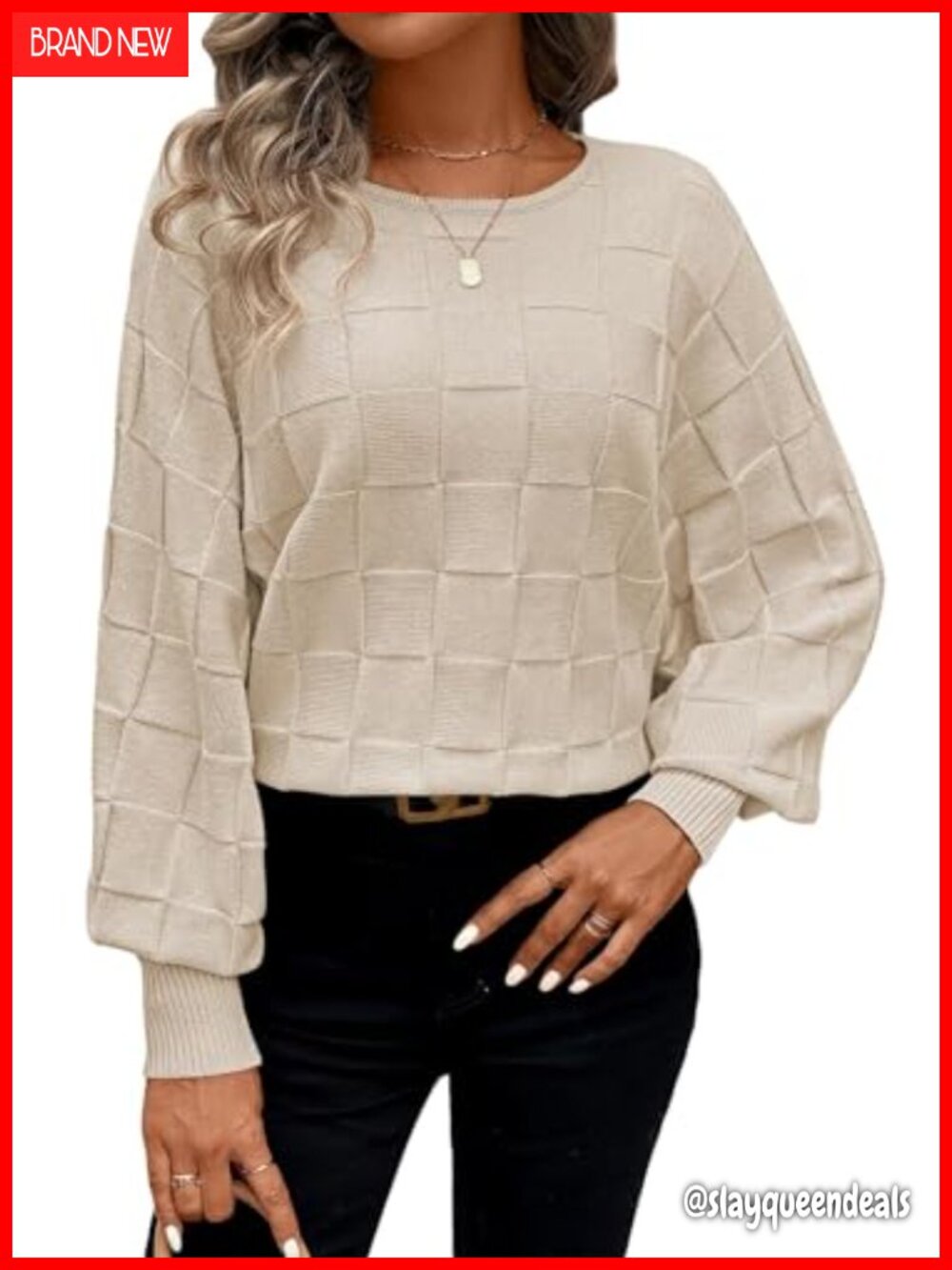 Batwing Sleeve Oversized Pullover Knit Sweater Crewneck Long Sleeve Fall Top